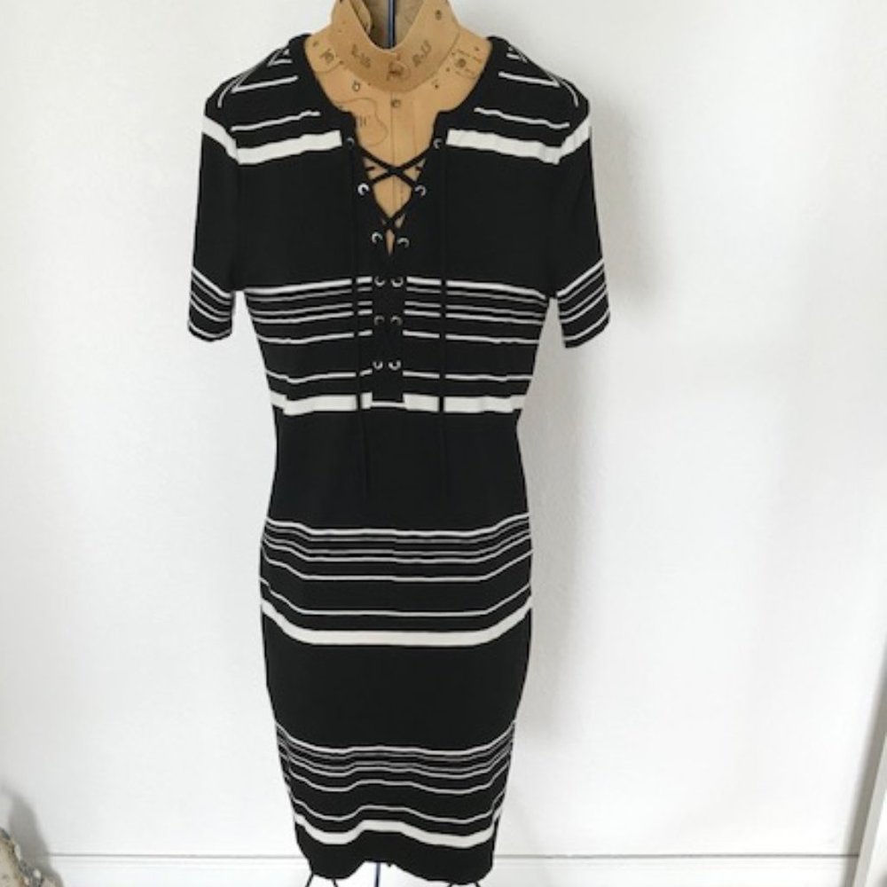 White House Black Market-Size Small, Colors Black & White Stripe